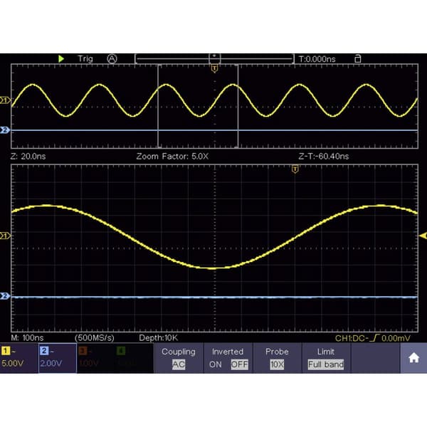 VOLTCRAFT DSO-6204F Digitalt oscilloskop 200 MHz 4 kanaler 1 GSa/s 10000 kpts 8 Bit Digital lagring (DSO), Funktionsgen