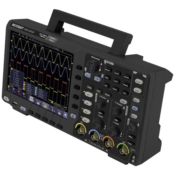 VOLTCRAFT DSO-6204F Digitalt oscilloskop 200 MHz 4 kanaler 1 GSa/s 10000 kpts 8 Bit Digital lagring (DSO), Funktionsgen