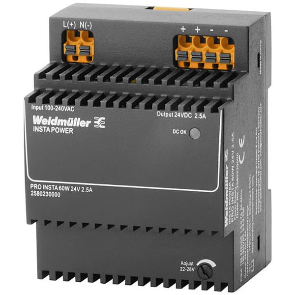 Weidmüller PRO INSTA 60W 24V 2.5A Switching Power Supply 24 V/DC 2.5 A 60 W Innehåll 1 st