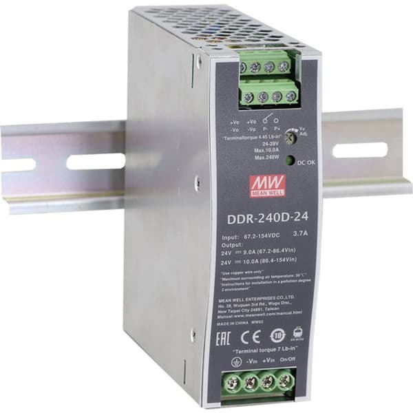 MW Mean Well DDR-240B-48 DIN-skena DC/DC-omvandlare 48 V/DC 5 A 240 W Antal utgångar:1 x Innehåll 1 st