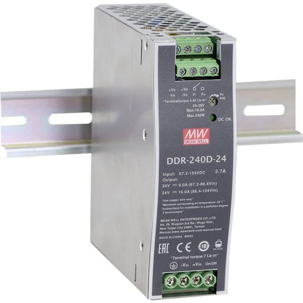 MW Mean Well DDR-240D-48 DIN-skena DC/DC-omvandlare 48 V/DC 5 A 240 W Antal utgångar:1 x Innehåll 1 st