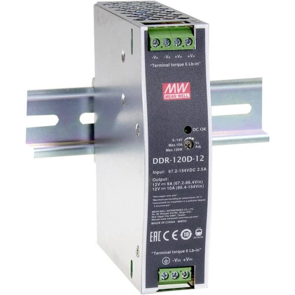 Mean Well DDR-120A-24 DIN-skena DC/DC-omvandlare 24 V/DC 4.2 A 100.8 W Antal utgångar:1 x Innehåll 1 st