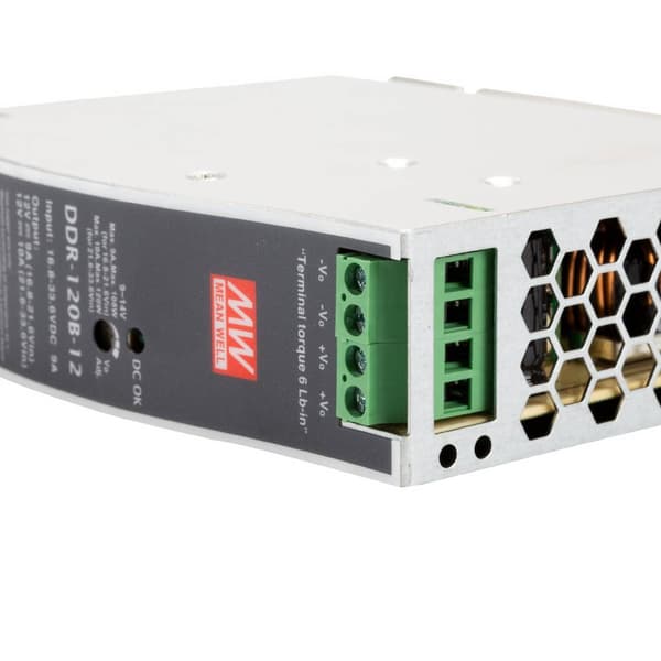 Mean Well DDR-120B-12 DIN-skena DC/DC-omvandlare 12 V/DC 10 A 120 W Antal utgångar:1 x Innehåll 1 st
