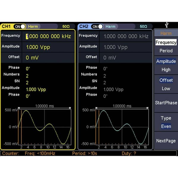 VOLTCRAFT FG-32502T Funktionsgenerator nätdriven 1 µHz - 250 MHz 2 kanaler Arbiträr, Brus (value.1376413), Puls, Fyrkan