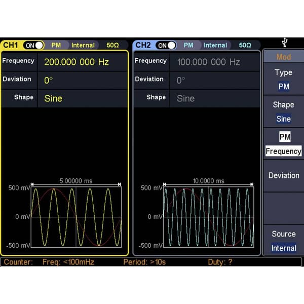 VOLTCRAFT FG-30802T Funktionsgenerator nätdriven 1 µHz - 80 MHz 2 kanaler Arbiträr, Brus (value.1376413), Puls, Fyrkant