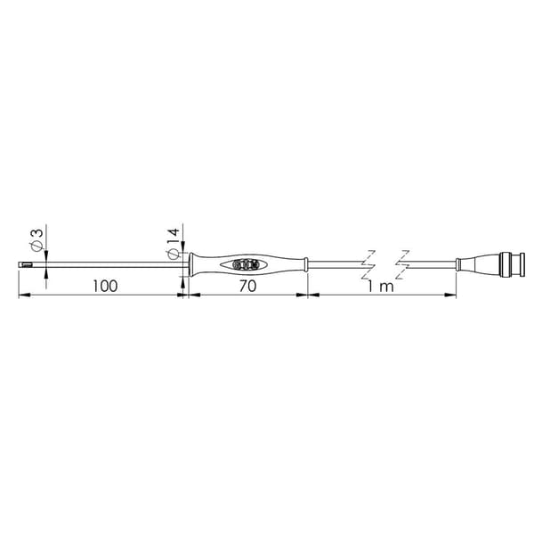 Greisinger GF1T-L3-B-BNC Luftsensor -70 till +250 °C Sensortyp Pt1000