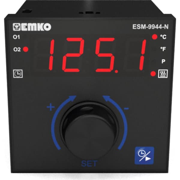Emko ESM-9944-N 2-punkts, P, PI, PD, PID Termostat Pt100, J, K, R, S -200 till 1700 °C Relä 7 A, Relä 5 A (L x B x H) 9