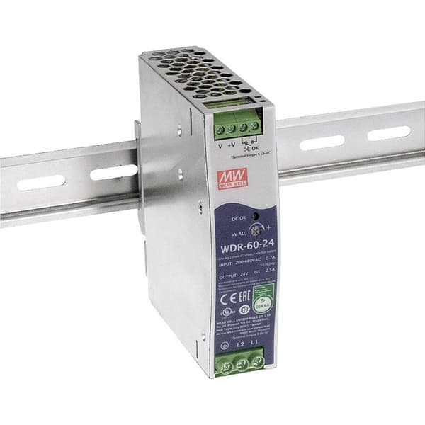 MW Mean Well WDR-60-24 DIN-skena nätaggregat 24 V/DC 2.5 A 60 W Antal utgångar:1 x Innehåll 1 st