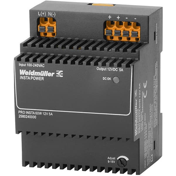Weidmüller PRO INSTA 60W 12V 5A Switching Power Supply 12 V/DC 5 A 60 W Innehåll 1 st