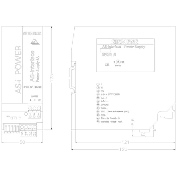 Siemens 3RX9501-0BA00 DIN-skena nätaggregat Innehåll 1 st