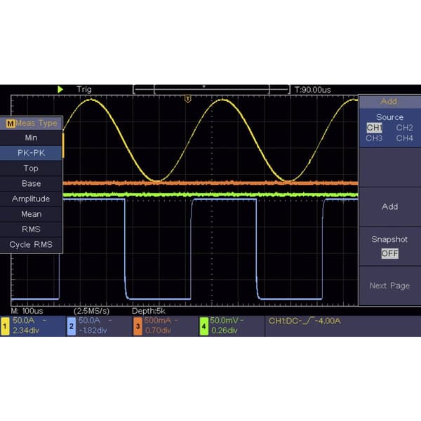 VOLTCRAFT DSO-2104 Digitalt oscilloskop 100 MHz 4 kanaler 1 GSa/s 80 kpts 8 Bit Digital lagring (DSO) 1 st