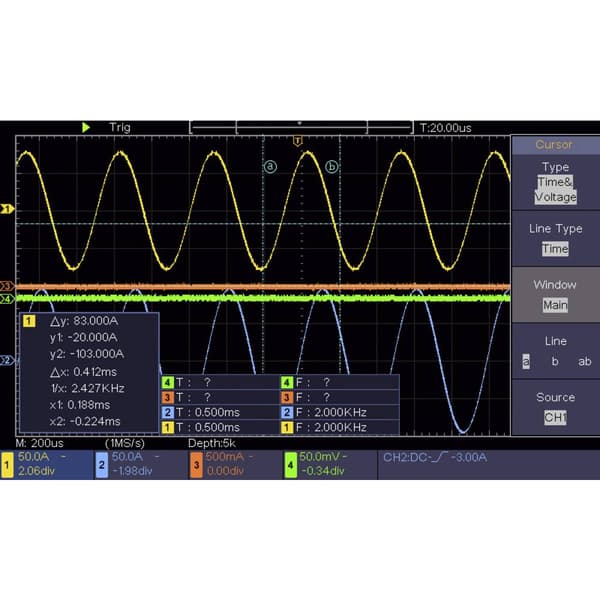 VOLTCRAFT DSO-2104 Digitalt oscilloskop 100 MHz 4 kanaler 1 GSa/s 80 kpts 8 Bit Digital lagring (DSO) 1 st