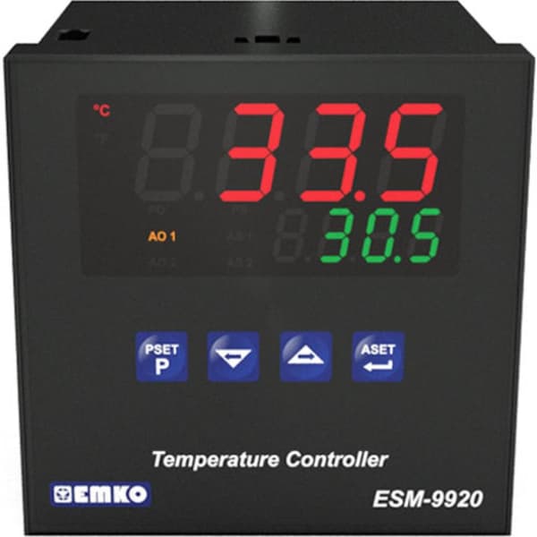 Emko ESM-9920.5.20.0.1/01.02/0.0.0.0 2-punkts, P, PI, PD, PID Termostat Pt100, J, K, R, S, T -200 till 1700 °C Relä 5 A
