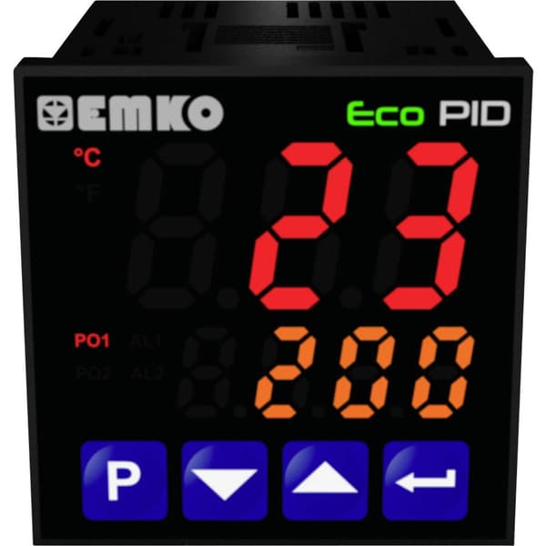 Emko ecoPID.4.5.1R.S.485 Termostat Pt100, J, K, R, S, T, L -199 till +999 °C Relä 5 A, SSR (L x B x H) 90 x 48 x 48 mm