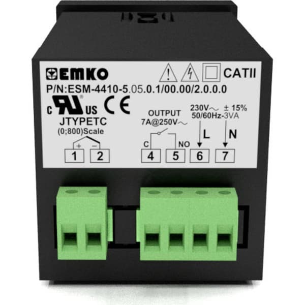 Emko ESM-4410.2.14.0.1/00.00/2.0.0.0 2-punkts regulator Termostat Pt1000 -50 till 400 °C Relä 7 A (L x B x H) 95 x 48 x