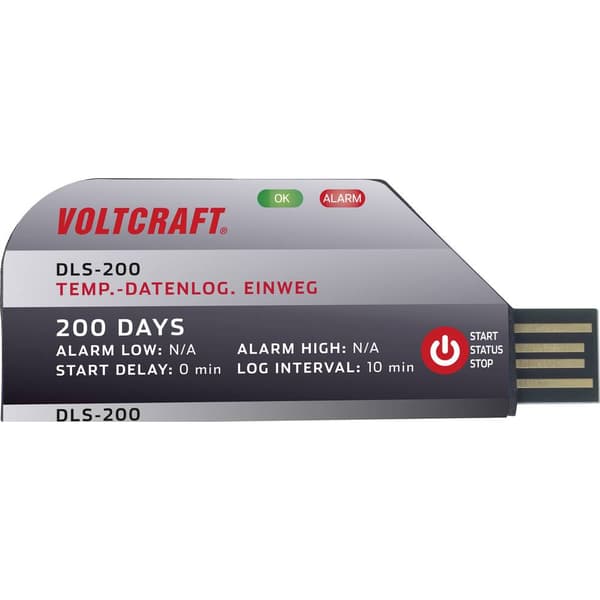 VOLTCRAFT VC-11576730 DLS-200 Temperatur-datalogger Uppmätt värde Temperatur -30 till 70 °C Datalogger envägs, PDF Funk