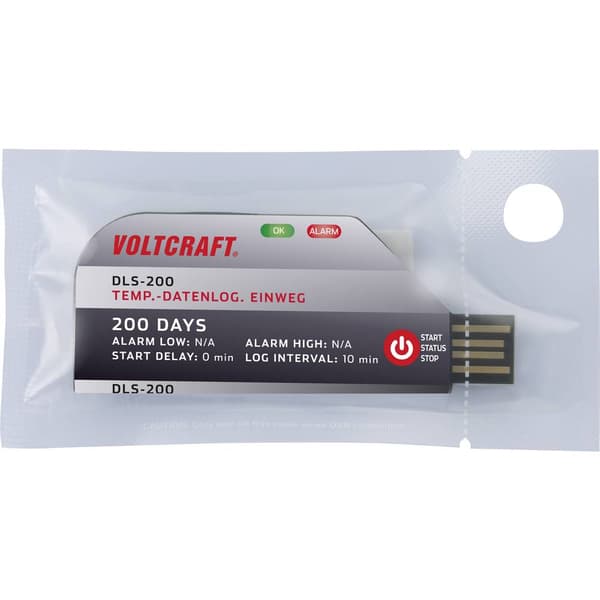 VOLTCRAFT VC-11576730 DLS-200 Temperatur-datalogger Uppmätt värde Temperatur -30 till 70 °C Datalogger envägs, PDF Funk