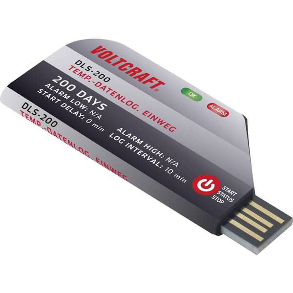 VOLTCRAFT VC-11576730 DLS-200 Temperatur-datalogger Uppmätt värde Temperatur -30 till 70 °C Datalogger envägs, PDF Funk