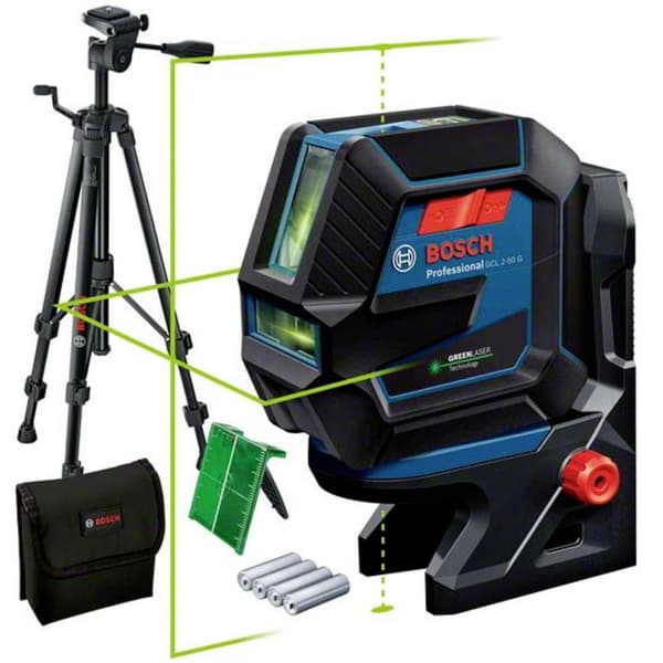 Bosch Professional GCL 2-50 G & Tripod Kors- & punktlinjelaser inkl. stativ, inkl. väska Räckvidd (max.): 15 m Svart, Blå, Röd