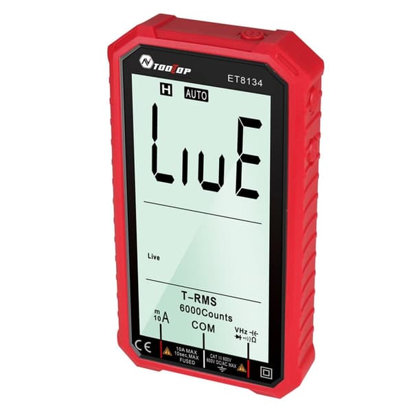 Digitaalinen yleismittari jaetulla 4,7 tuuman LCD-näytöllä. PUNAINEN