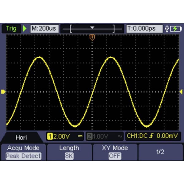 VOLTCRAFT DSO-2072H Handhållet oscilloskop 70 MHz 2 kanaler 250 MSa/s 8 kpts 8 Bit Handenhet, Funktionsgenerator, Multi