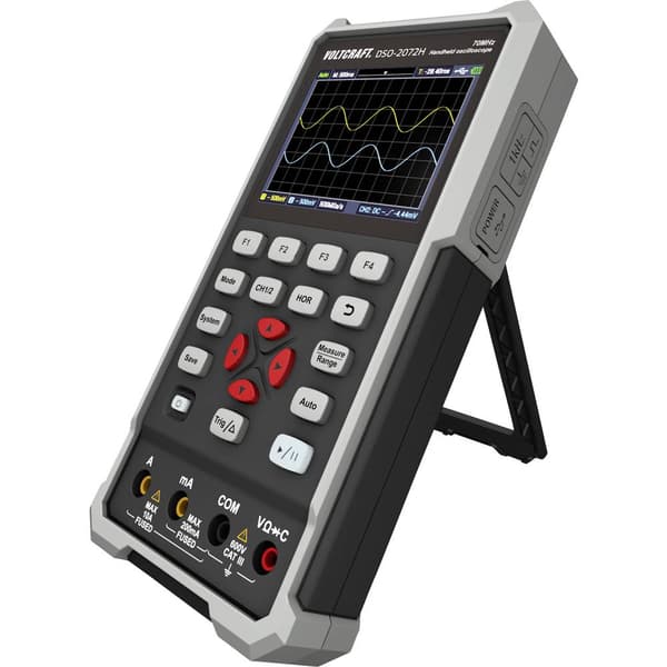 VOLTCRAFT DSO-2072H Handhållet oscilloskop 70 MHz 2 kanaler 250 MSa/s 8 kpts 8 Bit Handenhet, Funktionsgenerator, Multi