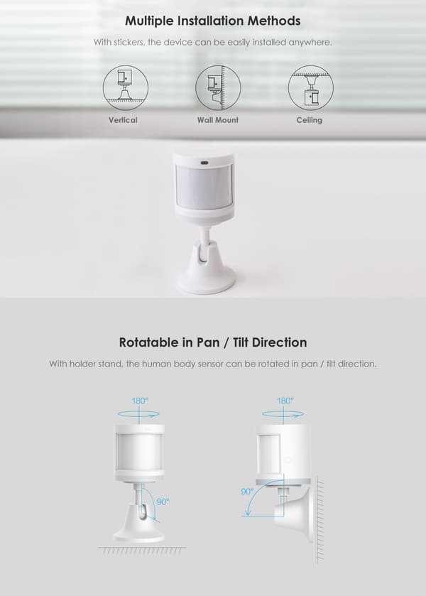 XiaoMi Smart Home Människokroppssensor Trådlös anslutning 7m Detekteringsavstånd