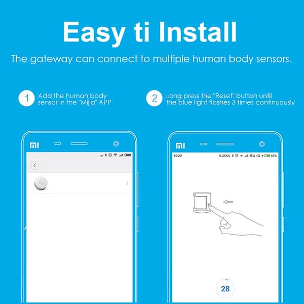 XiaoMi Smart Home Människokroppssensor Trådlös anslutning 7m Detekteringsavstånd