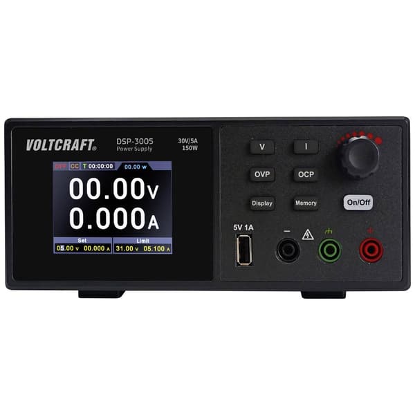 VOLTCRAFT DSP-3005 Laboratorieaggregat, justerbar 0 - 30 V 0 - 5 A 150 W USB 2.0 kontakt A radiostyrd Antal utgångar 1