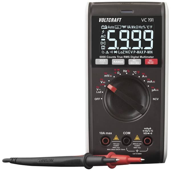 VOLTCRAFT VC191 Handmultimeter digital CAT III 600 V Display (Beräkningar): 6000