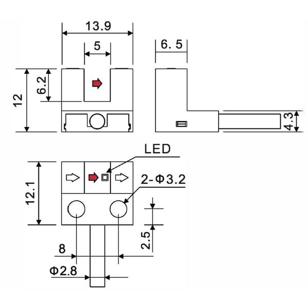 TRU COMPONENTS Gaffel-fotodetektor SK-205NA-W TC-10329316 L-typ ljusomkoppling, mörkomkoppling 5 - 24 V/DC 1 st