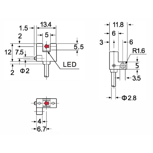 TRU COMPONENTS Gaffel-fotodetektor SK-202NA-W TC-10329320 F-typ ljusomkoppling, mörkomkoppling 5 - 24 V/DC 1 st