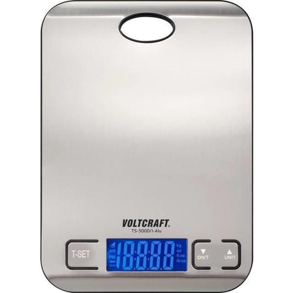 VOLTCRAFT TS-5000/1-Alu Bogstavvægt Vejeområde (maks.): 5 kg Opløsning: 1 g Batteridrevet rustfrit stål