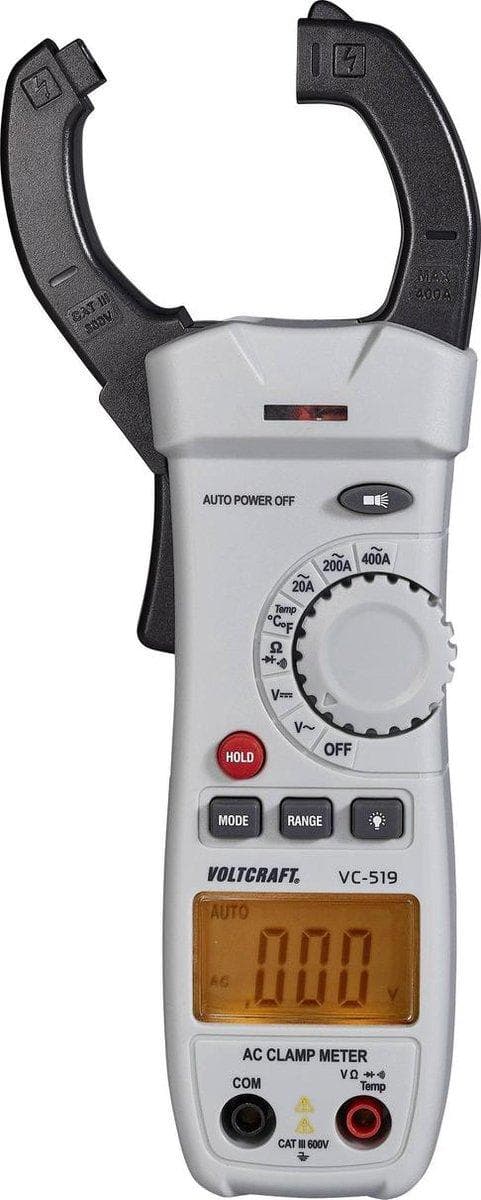 VOLTCRAFT VC-519 Clamp Meter Digital CAT III 600 V Näyttö (määrät): 2000