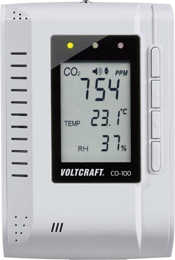 VOLTCRAFT CO-100 hiilidioksidimittari 0 - 3000 ppm Dataloggerilla, seinäkiinnitys