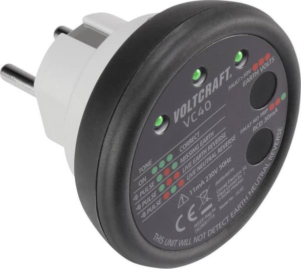 VOLTCRAFT VC40 fatningstester CAT II 300 V