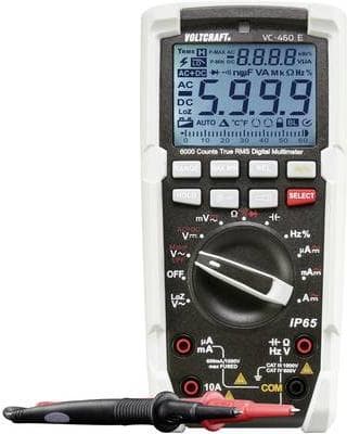 VOLTCRAFT VC-460 E digital handhållen multimeter Skyddad mot vattenstrålar (IP65) CAT III 1000 V, CAT IV 600 V Display (räknas): 6000 (VC-460 E)