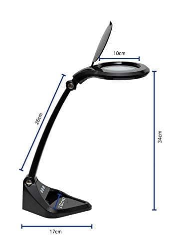 LED-suurennuslamppu MAULiris, himmennettävä, 6500 Kelvin, sis. suojakorkki, 1,75x suurennus (musta)