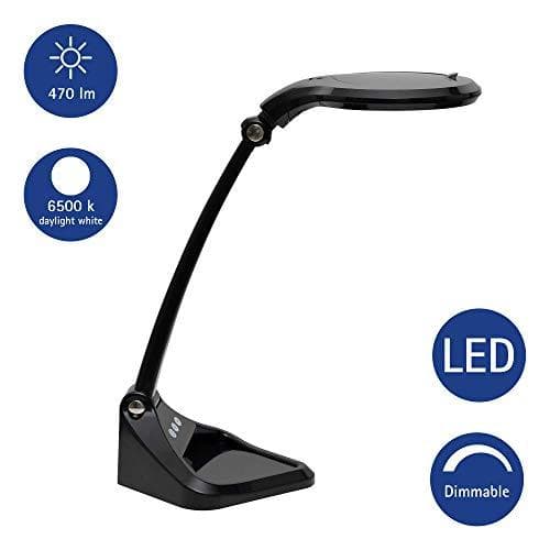 LED-suurennuslamppu MAULiris, himmennettävä, 6500 Kelvin, sis. suojakorkki, 1,75x suurennus (musta)