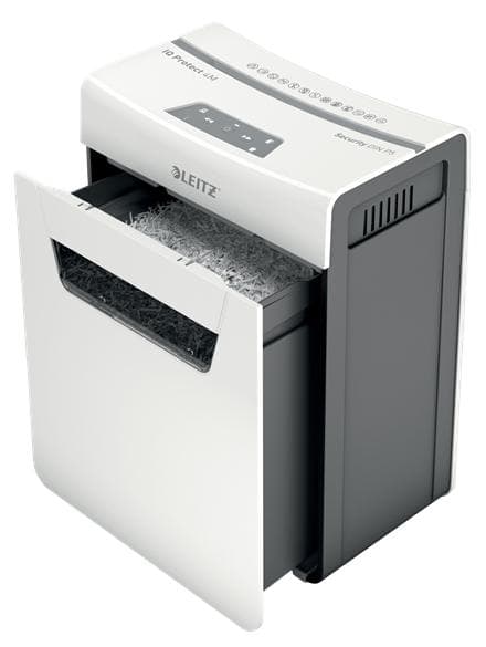Leitz IQ Protect Premium 4M Ultra Tyst pappersförstörare P-5 Micro för hemmet - Inmatning upp till 4 ark - Vit