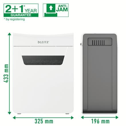 Leitz IQ Protect Premium 4M Ultra Tyst pappersförstörare P-5 Micro för hemmet - Inmatning upp till 4 ark - Vit