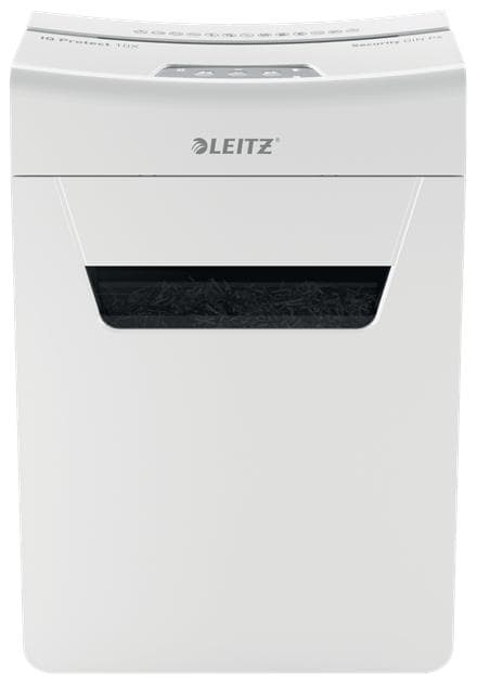 Leitz IQ Premium Protect 10X Ultra Quiet P-4 -silppuri P-4 koti-/kotityöpistesilppurit - syöttää jopa 10 arkkia - 18 litran lokero - valkoinen