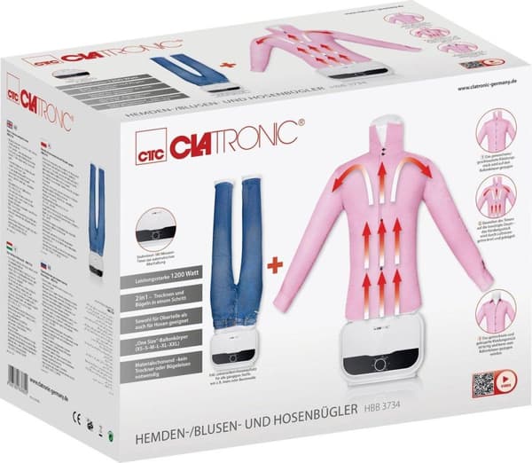 Clatronic HBB 3734 - Skjorte/bluse og buksestrygesystem - tørring og strygning i ét trin