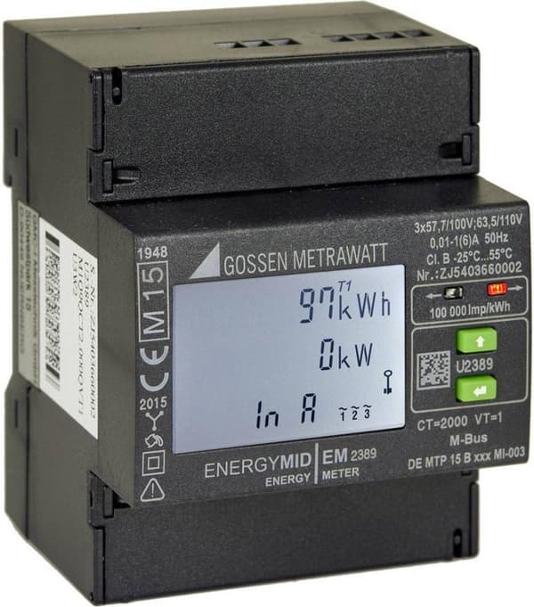 Gossen Metrawatt U2389-V025 kWh-mittari 3-vaihe S0-liitännällä Digitaalinen MID-yhteensopiva: Kyllä 1 kpl