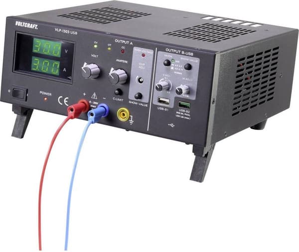 VOLTCRAFT VLP-1303 USB Lab strømforsyning, justerbar 0 - 30 V 0,01 - 3 A 123 W OVP Antal udgange 3 x