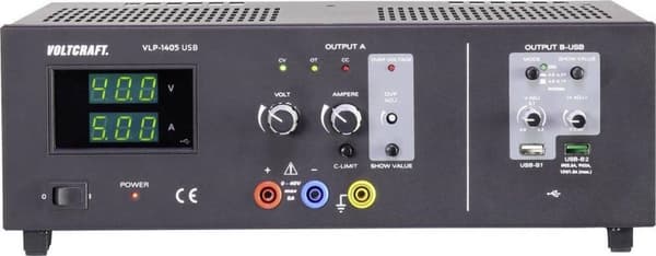 VOLTCRAFT VLP-1405 USB Lab strømforsyning, justerbar 0 - 40 V 0,01 - 5 A 233 W OVP Antal udgange 3 x