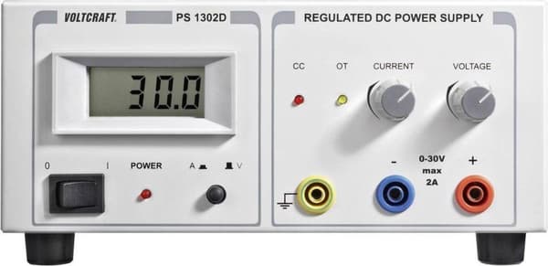 VOLTCRAFT PS-1302 D Lab strømforsyning, justerbar 0 - 30 V/DC 0 - 2 A 60 W Antal udgange 1 x