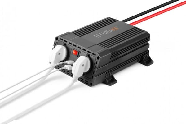 Technaxx TE19 Konverter 12V til 2 x 230V og 2 x USB Power Inverter max 600W