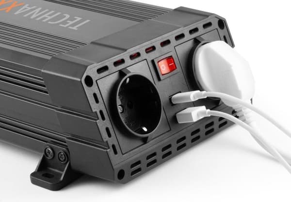 Technaxx TE19 Konverter 12V til 2 x 230V og 2 x USB Power Inverter max 600W