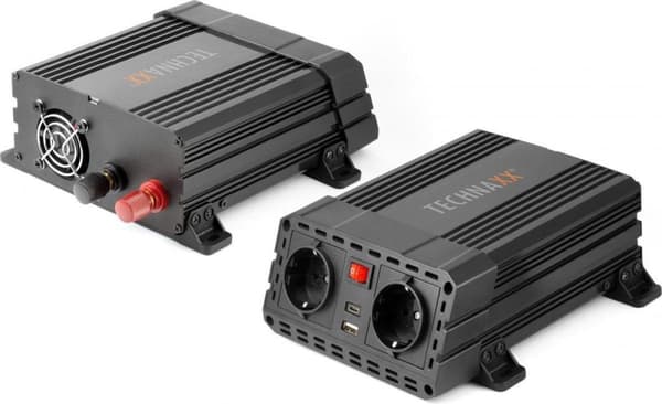 Technaxx TE19 Konverter 12V til 2 x 230V og 2 x USB Power Inverter max 600W